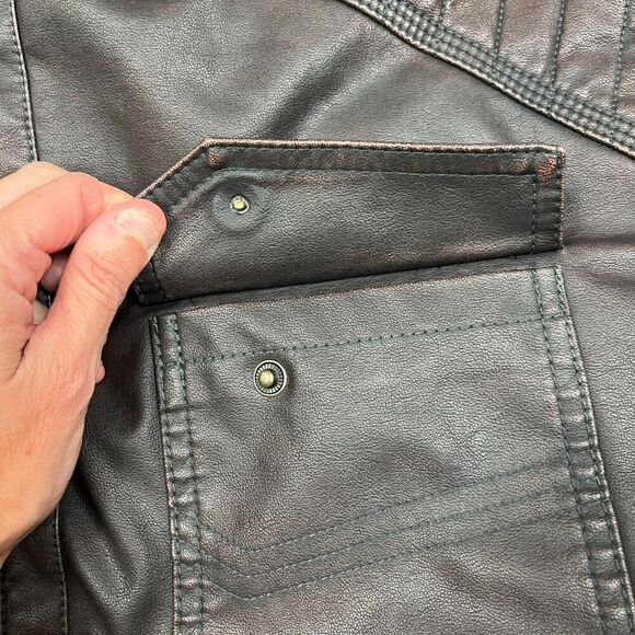 Cody James Leather Moto Distressed Brown Jacket Full Zip Western Men's XL Lined - Picture 5 of 11